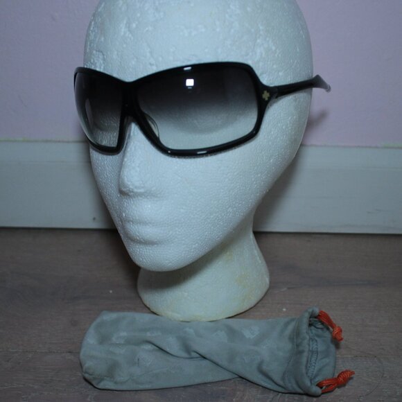 Spy Optics Black Wrap Oversized Rectangle Sunglasses